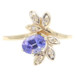 0.60 ctw Oval Cut Tanzanite & 0.07 ctw Round Diamond Floral 14KT Gold Ring 2.6g