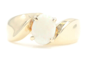 Women's 0.42 Ct Cabochon Natural Opal 14KT Yellow Gold Freeform Bypass Ring 5.1g