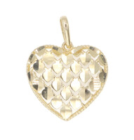 Women's 10KT Yellow Gold Diamond-Cut Milgrain Heart Charm Pendant 17.6mm - 0.61g