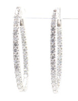 1.50 ctw Round Cut Lab Grown Diamond Inside Out 10KT White Gold Hoop Earrings