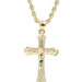 10KT Yellow Gold Crucifix Cross Pendant on 10KT 2mm Rope Chain 21.5" - 3.52g 