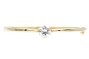 Solitaire 2.50 Ct Round CZ 14KT Yellow Gold Hinged Bangle Bracelet 7" - 11.11g