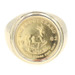 1/10 oz Fine Gold 1982 Krugerrand Coin in 14KT Yellow Gold Geometric Ring 9.8g