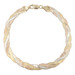 Italy Satin-Finish 18KT Tri-Color Gold Braided Herringbone Bracelet 8" - 6.59g