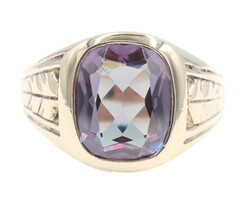 Men's 4.90 Ct Bezel-Set Mystic Topaz 10KT Yellow Gold Solitaire Ring by OTC 7.3g