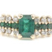 3-Row 0.65 Ctw Natural Emerald & Round Diamond Cluster 14KT Yellow Gold Ring BM
