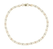 Diamond Cut 14KT Tri-Color Gold 3.3mm Valentino Chain Bracelet 8" by CX - 3.47g