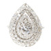 Estate 14KT White Gold 1.40 ctw Round Diamond Triple Halo Pear Cluster Ring 
