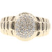 Estate 0.60 ctw Round Diamond Oval Cluster Watch Band Style 10K Yellow Gold Ring