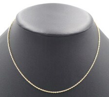 Classic 10KT Yellow Gold 1.5mm Wide High Shine Rope Chain Necklace 16.5" - 3.13g