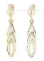 Women's Estate 14KT Yellow Gold 1.4" Diamond Cut Filigree Dangle Earrings - 1.5g