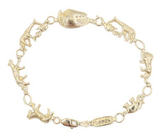 Estate 14KT Yellow Gold Noah's Ark Link Women's Detailed Bracelet 8" - 7.25g