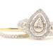 1.40 ctw Pear & Round Cut Double Halo 14KT Yellow Gold Wedding Ring Set 4.8g