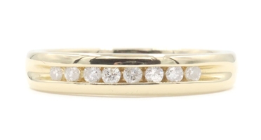 Classic 1/4 TW Round Diamond 10KT Yellow Gold 4.3mm Channel Wedding Band GLR