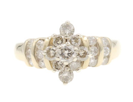 Women's Marquise Cluster 1.00 Ctw Round Diamond 14KT Yellow Gold Ring JWBR 5.3g