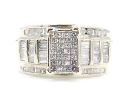 1.15 ctw Princess Round & Baguette 10KT White Gold Channel Set Engagement Ring