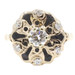 Estate 0.68 ctw Round Diamond Black Enamel 10KT Yellow Gold Statement Ring 4.7g
