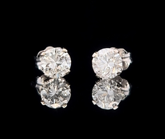 Classic 3/4 CT.T.W Round Diamond SI2 H Solitaire Stud Earrings in 14K White Gold