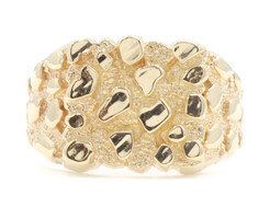 Estate 14KT Yellow Gold High Shine Square Signet Nugget Ring Size 7.5 - 2.96g