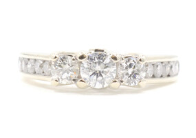 1.60 ctw Round Diamond Past Present Future 14KT White Gold Engagement Ring 6.1g