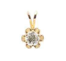 0.60 ctw Round Brilliant Cut Diamond Buttercup Solitaire 14KT Gold Pendant 0.8g