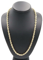 High Shine 10KT Yellow Gold 6.5mm Wide Classic Rope Chain Necklace 24.5" - 29.7g
