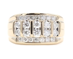 1.40 ctw Round Cut Diamond Bar Set Channel Statement 14KT Yellow Gold Band Ring