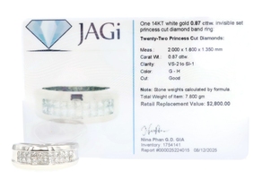 JAGi 0.87 Ctw Two Row Invisible-Set Princess Cut Diamond 14KT White Gold Ring