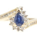Estate 0.75 Ct Pear Lab-Created Sapphire & Natural Diamond 14KT Yellow Gold Ring