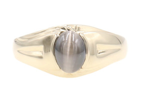 Men's Solitaire 0.90 Ct Cabochon Synthetic Tiger's Eye 10KT Yellow Gold Ring 5g