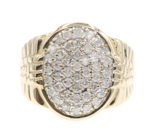 Men's Oval Cluster 1.25 Ctw Round Diamond 10KT Gold Nugget Watch Band Ring 5.61g