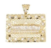 Diamond-Cut 10KT Two-Tone Gold & CZ Nugget-Style Last Supper Pendant 2.1" - 15g