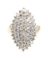 2.00 Ctw Round Diamond 14KT Yellow Gold 27.1mm Marquise Cluster Ring by OD 8.56g