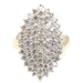 2.00 Ctw Round Diamond 14KT Yellow Gold 27.1mm Marquise Cluster Ring by OD 8.56g