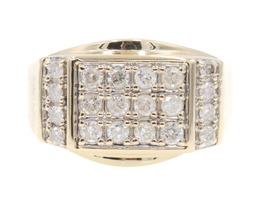 Textured 10KT Yellow Gold 0.75 Ctw Round Diamond Statement Cluster Ring GTR 6.8g
