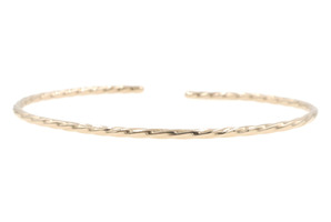 Women's High Shine 10KT Rose Gold 2.2mm Fancy Twisted Cuff Bracelet 7" - 8.5g