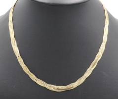 14KT Yellow Gold Diamond Cut Braided Herringbone 20" 6.3mm Estate Necklace 14g