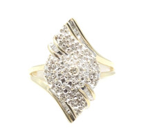 0.50 ctw Round and Baguette Cut Marquise Cluster 10KT Yellow Gold Estate Ring 