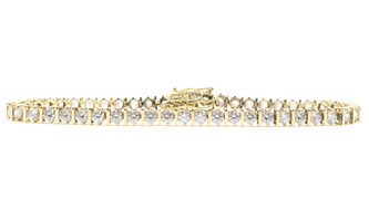 Estate 18K Yellow Gold 5.80 ctw Round Cut Cubic Zirconia CZ 7.5" Tennis Bracelet