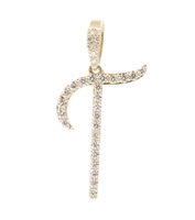 The Ice Champs 0.54 ctw Cursive Alphabet T Round Diamond 10K Yellow Gold Pendant