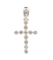 18KT White Gold 0.20 ctw Round Diamond Classic 0.9" Petite Cross Pendant - 1.55g