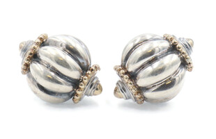Women's 925 Sterling Silver and 18KT Yellow Gold Unique Large Earrings - 19.4g