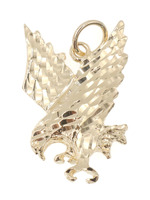 High Shine Diamond-Cut 14KT Yellow Gold Soaring Eagle Necklace Pendant 1" - 2.5g