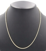 Classic Hollow 10KT Yellow Gold 2.3mm Thin Rope Chain Necklace 21.5" - 3.14g