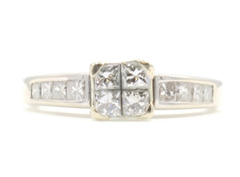 14KT White Gold 0.80 ctw Princess Cut Diamond Channel Set Engagement Ring 3.5g