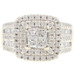 1 TW Princess, Round & Baguette Diamond 10KT Gold Double Halo Engagement Ring