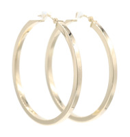Women's Classic High Shine 14KT Yellow Gold Hollow Hinged Hoop Earrings 1.5" 2g