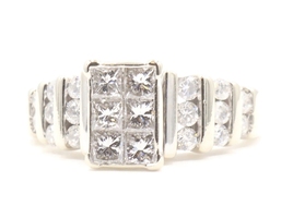 1.00 ctw Princess and Round Cut Diamond 14KT White Gold Channel Engagement Ring