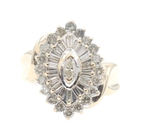1.05 ctw Marquise, Baguette, & Round Diamond 14KT Yellow Gold Cluster Ring 4.6g