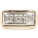 Men's 3-Stone 10KT Two-Tone Gold 0.18 Ctw Round Diamond Statement Ring TG - 4.6g
